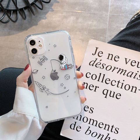 Creative Spaceman Transparent Cute Phone Case