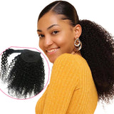 Human Hair Ponytail Velcro Natural Color