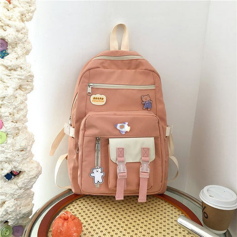 Campus Small  And Cute Girl Student Color Matching Backpack Japanese Vintage School Bag