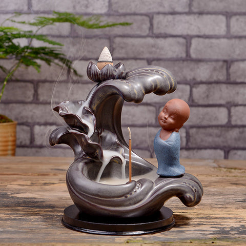 Ceramic Incense Burner Backflow Incense Burner Creative Ornaments Ceramic Backflow Incense Antique Purple Sand Aromatherapy Burner