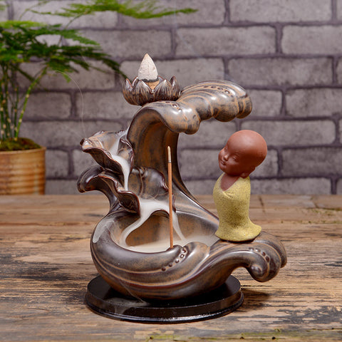 Ceramic Incense Burner Backflow Incense Burner Creative Ornaments Ceramic Backflow Incense Antique Purple Sand Aromatherapy Burner