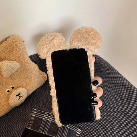 Plush cute mobile phone case