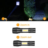 Daily carrying mini telescopic COB glare aluminum alloy LED flashlight