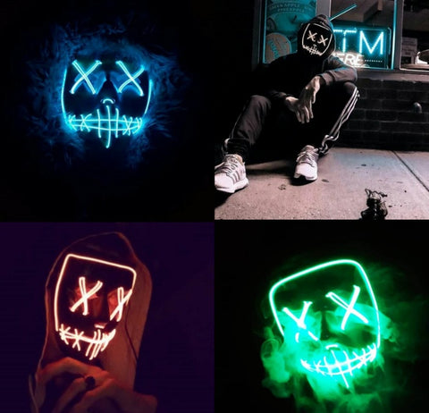 Halloween Horror Slit Mouth And Crosseye LED Plastic Glowing Mask