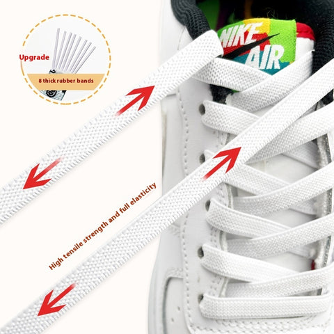 Shoelace For Lazy People Lace-free Rope Elastic Children's Flat Buckle Tie-free White Shoes Men's And Women's Fixed White