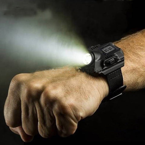 LED Display Wrist Watch Tactical Flashlight