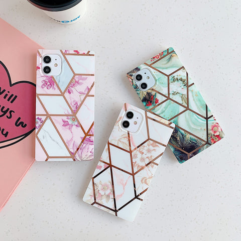 Compatible With  , Electroplating Marble Pattern Mobile Phone Case