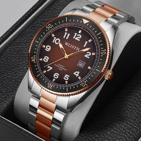 Men's Waterproof Luminous Calendar Quartz Watch Steel Strip