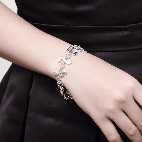 Popular Creative Ornament Exquisite Silver Music  New Note Bracelet