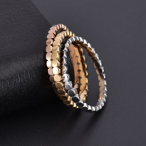 Women's Korean-style Stainless Steel Cut Round Ring