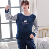 Coral Velvet Thickened Plus Velvet Cartoon Men's Pajamas