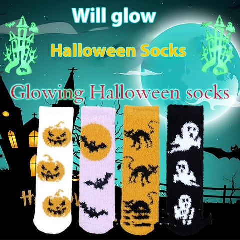 Halloween Lint-free Coral Fleece Luminous Dispensing Room Socks