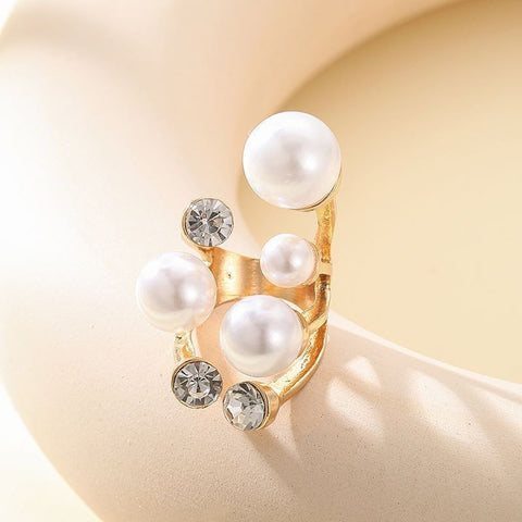 Exaggerated Large Pearl Ring, Female Fashion Personality, Instagram Trend, Niche Design, Simple, Light Luxury, High-end Feeling, Index Finger Ring