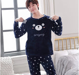 Coral Velvet Thickened Plus Velvet Cartoon Men's Pajamas